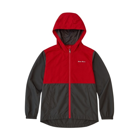 Eddie Bauer Kids Windbreaker Jacket Red Gray Hooded Lightweight Coat - Picture 1 of 5